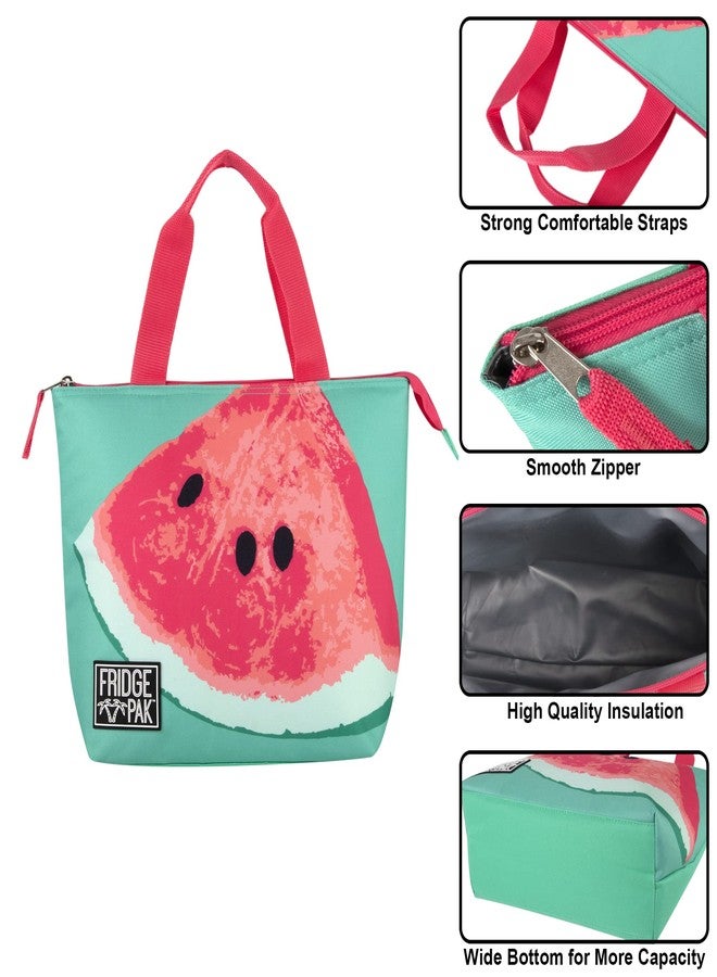 Fridge Pak Tropical Lunch Tote Bag Fruit Lunch Bag for Women Insulated Cooler Bags for Beach, Food, Groceries (Watermelon Slice Tote) - Image 2